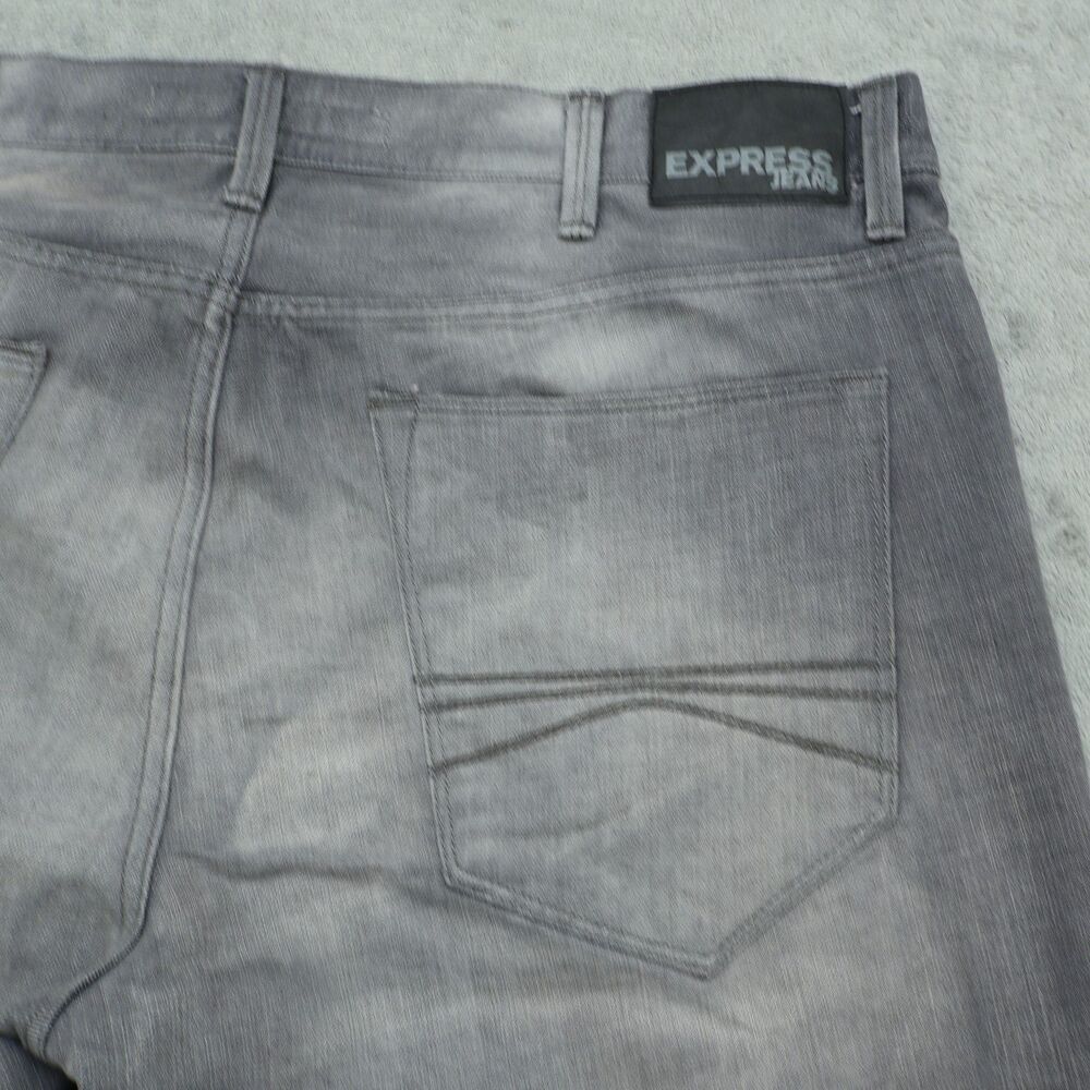 Express Jeans Mens 38x32 Gray Bootcut Kingston Classic Fit Denim Stone Wash - Picture 10 of 16